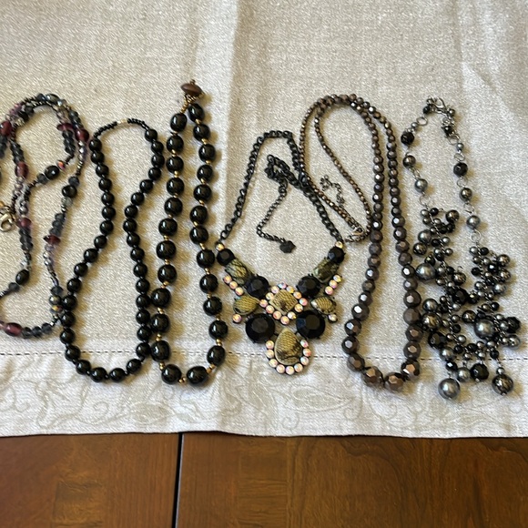 Lot of 6 fashion glass stone crystal necklaces iridescent pearly - Picture 5 of 11